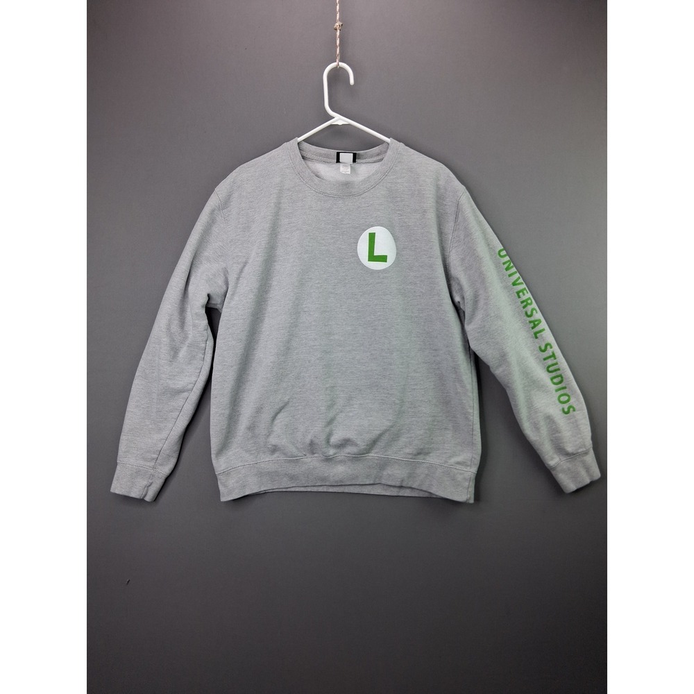 Universal Studios Super Nintendo World Luigi Sweatshirt XL Gray Mario Graphic